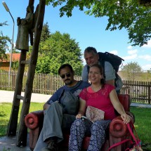 Alfred with his Mexican aunt Jarushka and her husband Cuitlahuac in the garden below Kloster Andechs